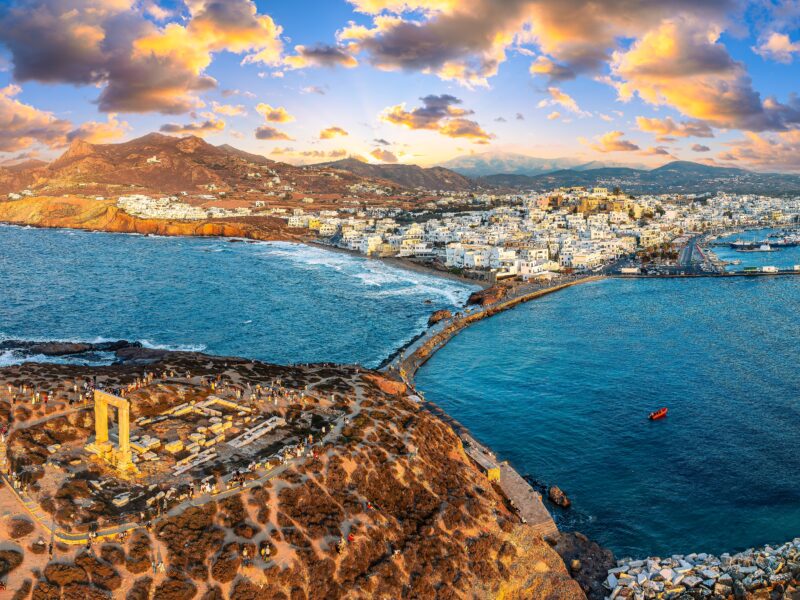Panorama,Of,Naxos,Chora,Town,At,Sunset,Time,,Naxos,Island,